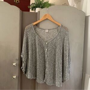 Gray Knit Button Down Dolman Sleeve Top